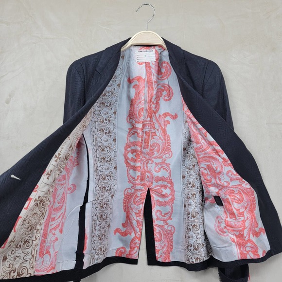 Gary Graham Women's Size 2 Blazer Gray Long Sleeve Linen One Button Lined - Picture 8 of 12